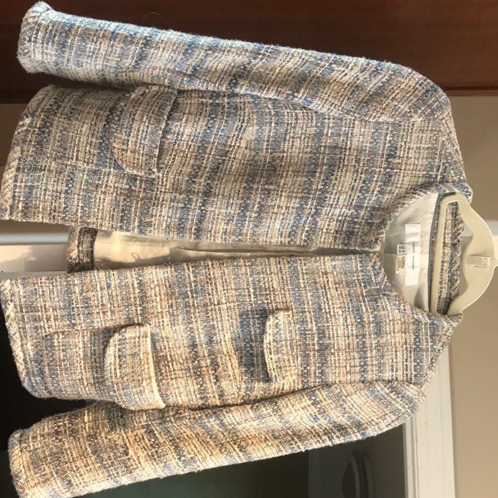 Tweed blue/cream Zara blazer